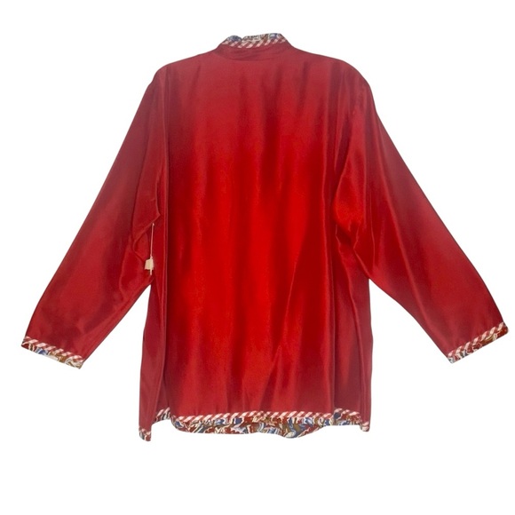 KOOS of Course! Reversible Silk Red Gingham & Bold Print Jacket Blazer 1X - Picture 3 of 13